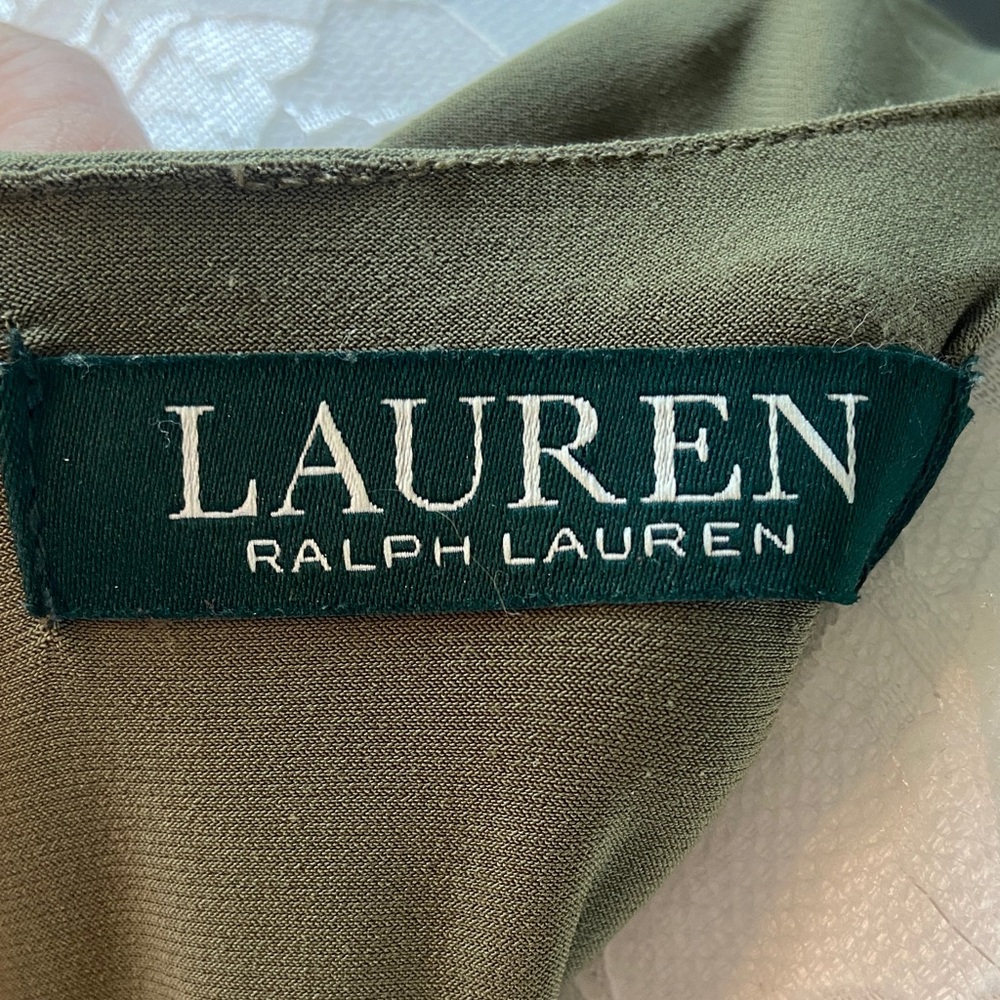 Ralph Lauren Olive Green Sleeveless Flared Dress - Picture 8 of 9